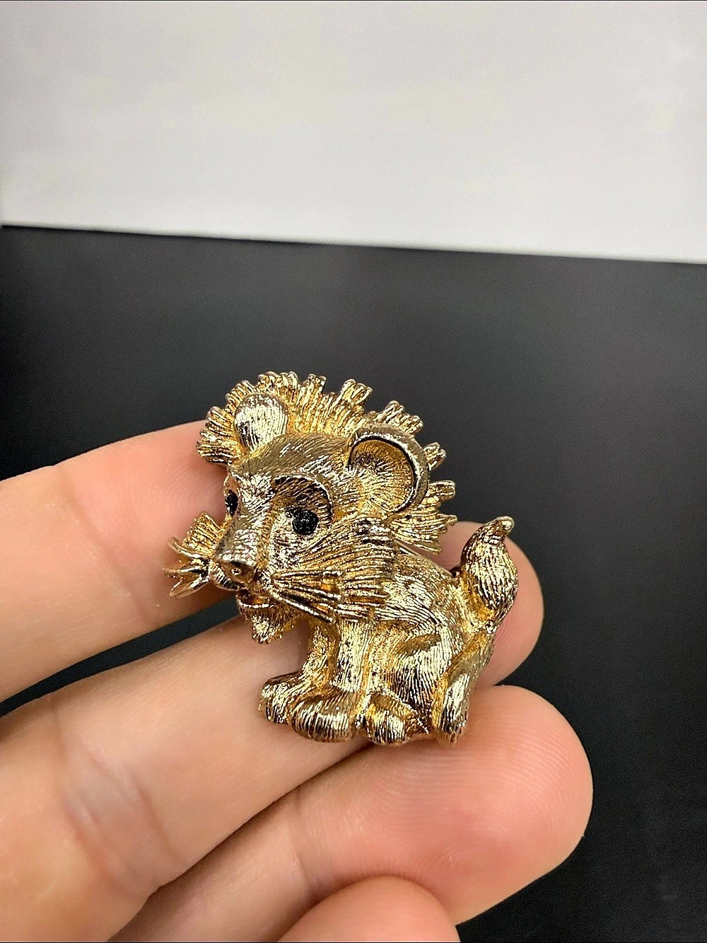 Vintage Sarah Coventry Lion Cub Brooch Signed SARAH Gold Tone Figural Pin